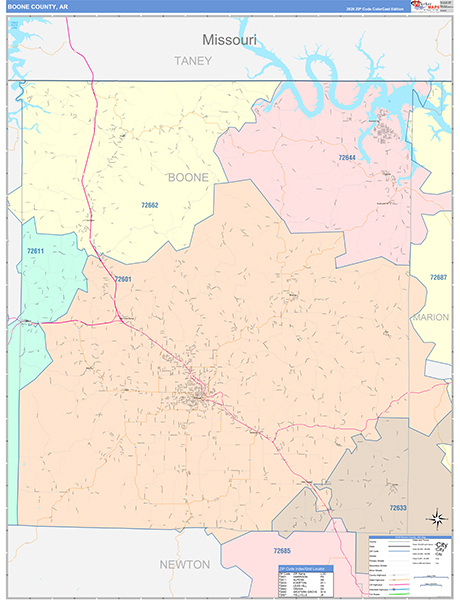 Boone County, AR Zip Code Map