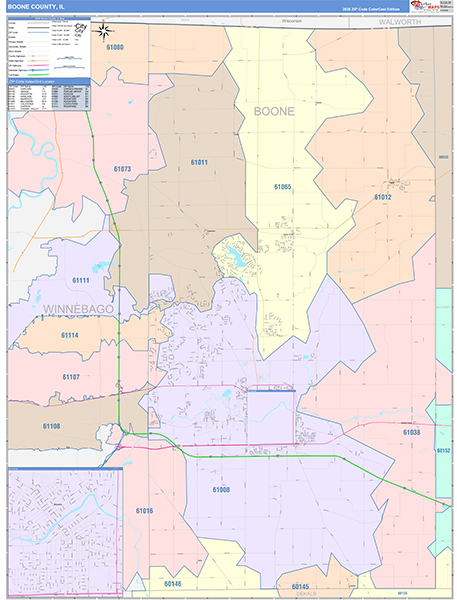 Boone County, IL Zip Code Map