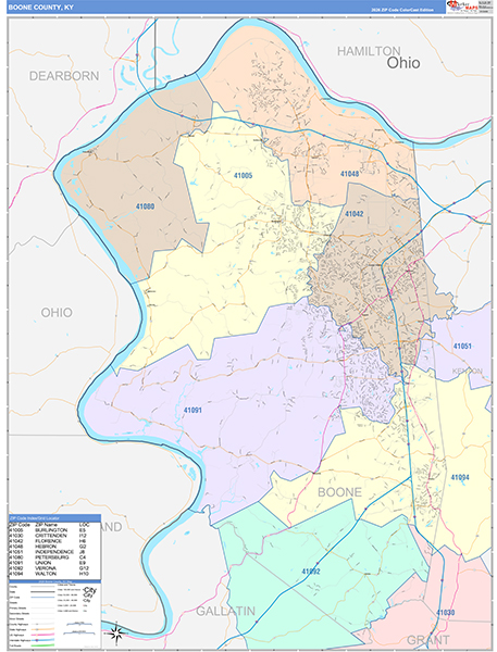 Boone County, KY Zip Code Map