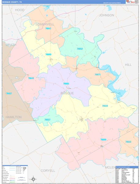 Bosque County Digital Map Color Cast Style