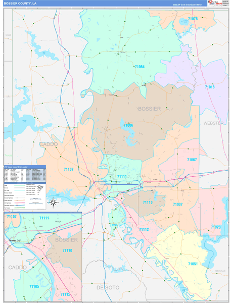 Bossier Parish (County), LA Wall Map