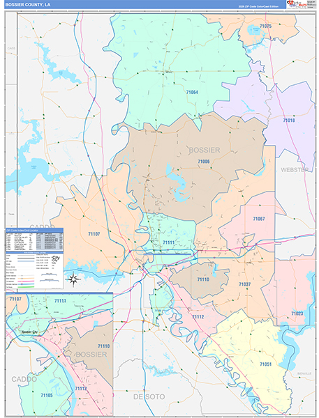 Bossier Parish (County), LA Wall Map