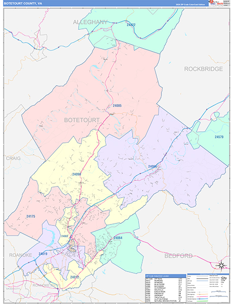 Botetourt County, VA Zip Code Map