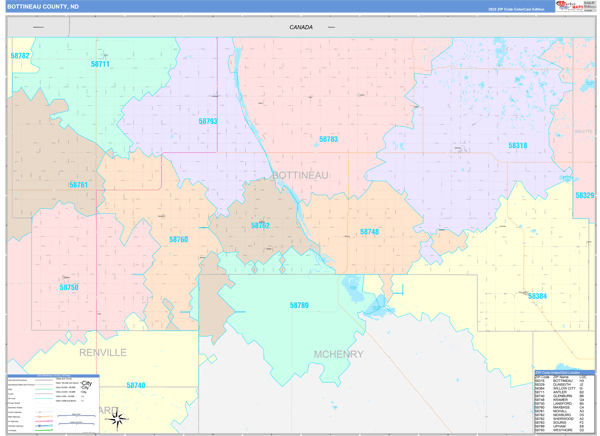 Bottineau County, ND Wall Map