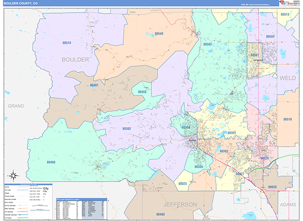 Boulder County, CO Zip Code Map
