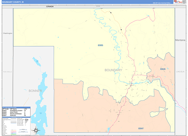 Boundary County, ID Zip Code Map