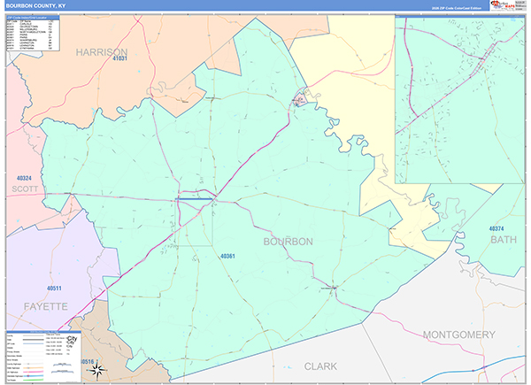 Bourbon County, KY Zip Code Map
