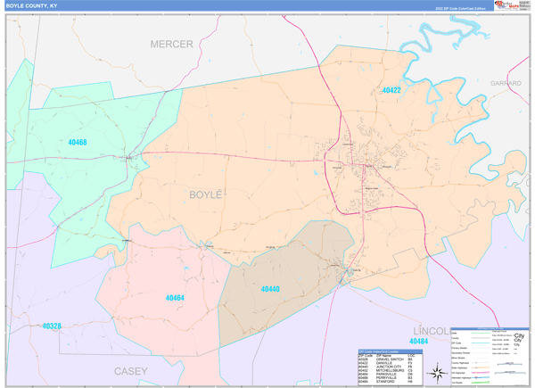 Boyle County, KY Zip Code Map