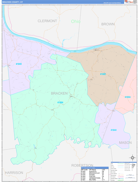 Bracken County Digital Map Color Cast Style