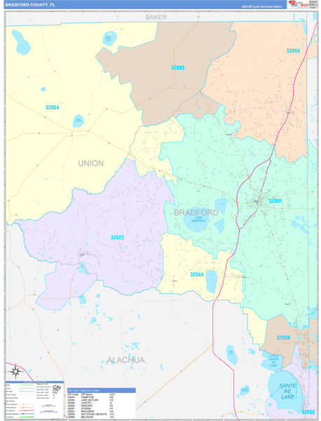 Bradford County, FL Wall Map