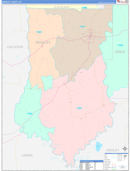 Bradley County, AR Wall Map