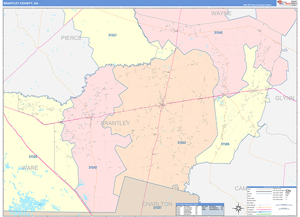 Brantley County, GA Zip Code Map