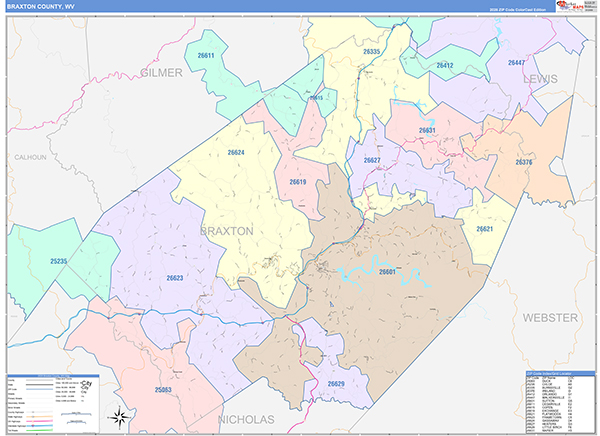 Braxton County, WV Zip Code Map