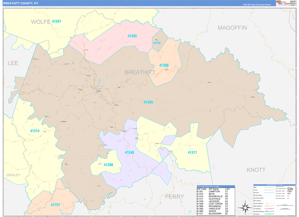 Breathitt County, KY Wall Map