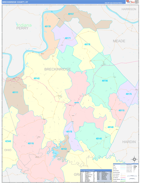 Breckinridge County, KY Zip Code Map
