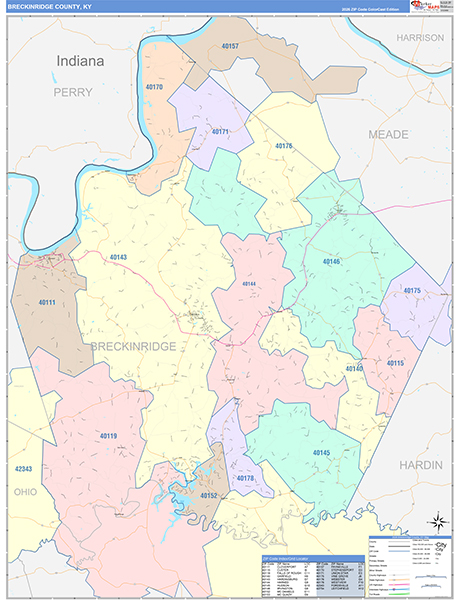 Breckinridge County, KY Zip Code Map