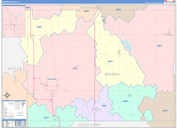Bremer County, IA Wall Map
