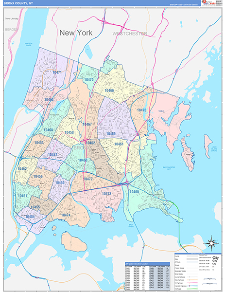 Bronx County, NY Zip Code Map
