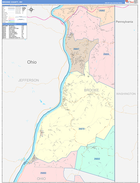 Brooke County, WV Zip Code Map