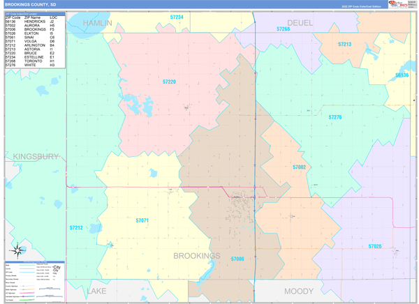 Brookings County, SD Wall Map