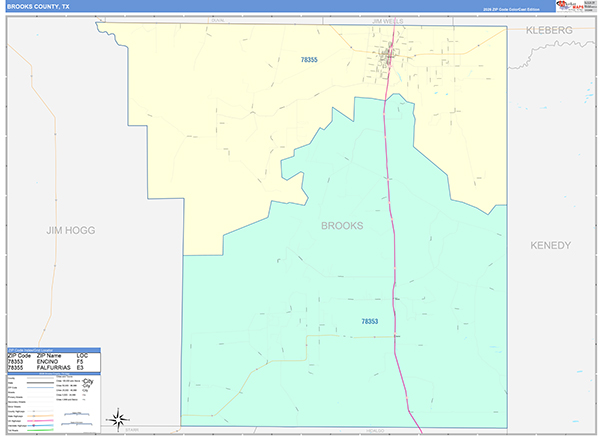 Brooks County, TX Zip Code Map