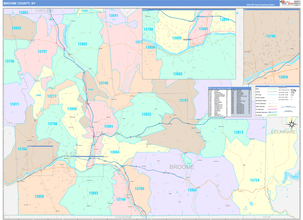 Broome County, NY Zip Code Map