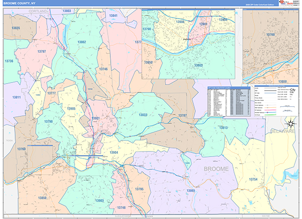 Broome County, NY Zip Code Map