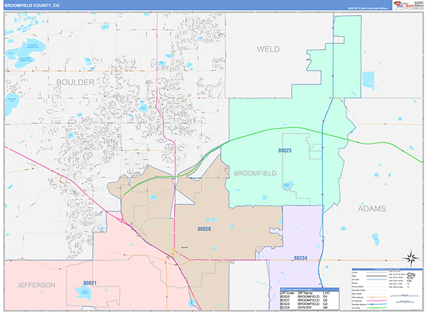 Broomfield County, CO Zip Code Map