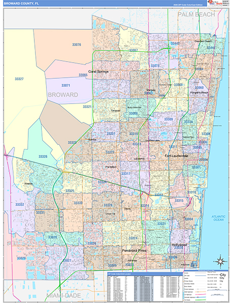 Broward County, FL Wall Map