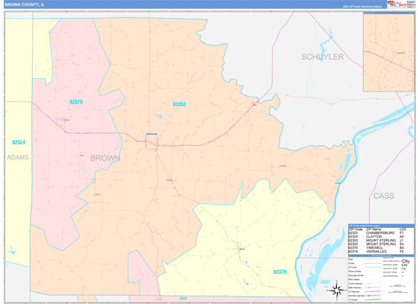 Brown County, IL Zip Code Map