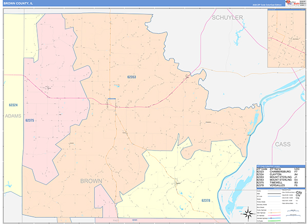 Brown County, IL Zip Code Map