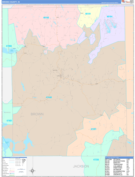 Brown County, IN Wall Map