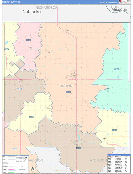 Brown County, KS Zip Code Map