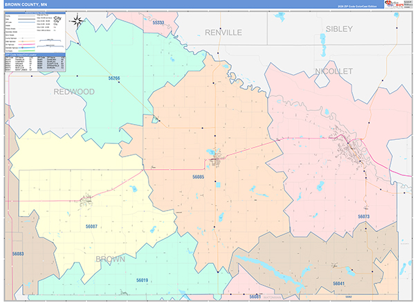 Brown County, MN Zip Code Map