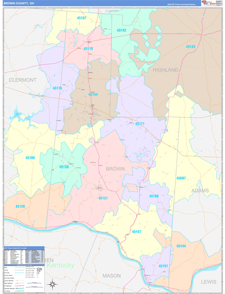 Brown County, OH Wall Map
