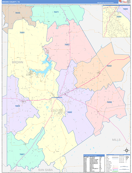 Brown County, TX Zip Code Map