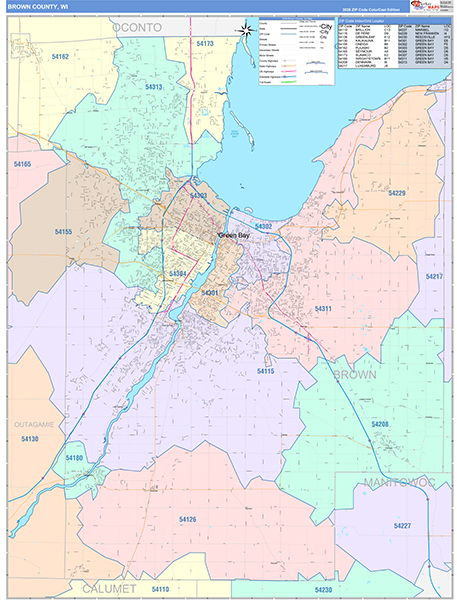 Brown County, WI Wall Map