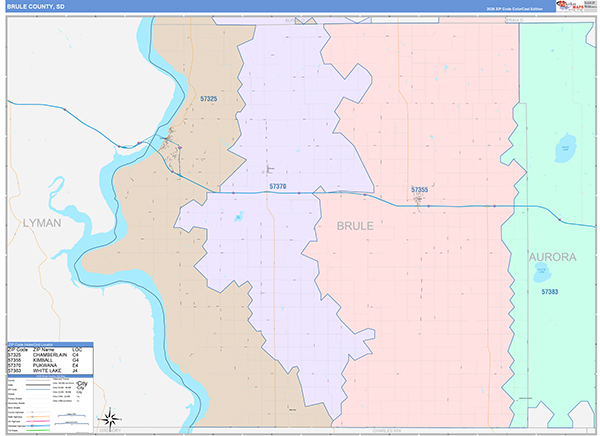 Brule County, SD Zip Code Map