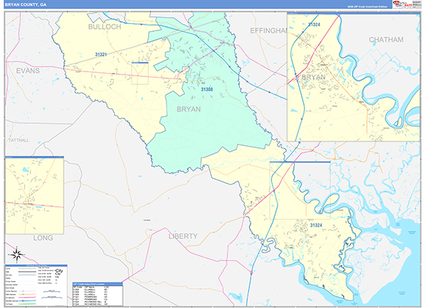 Bryan County, GA Zip Code Map