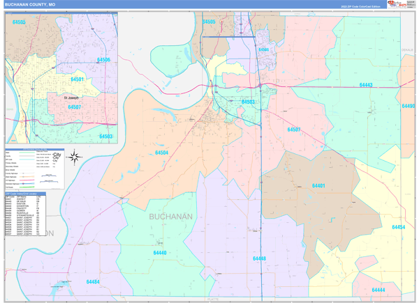 Buchanan County Digital Map Color Cast Style