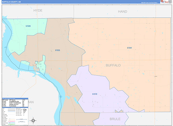 Buffalo County, SD Zip Code Map