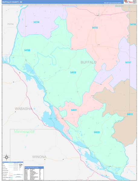 Buffalo County, WI Zip Code Map