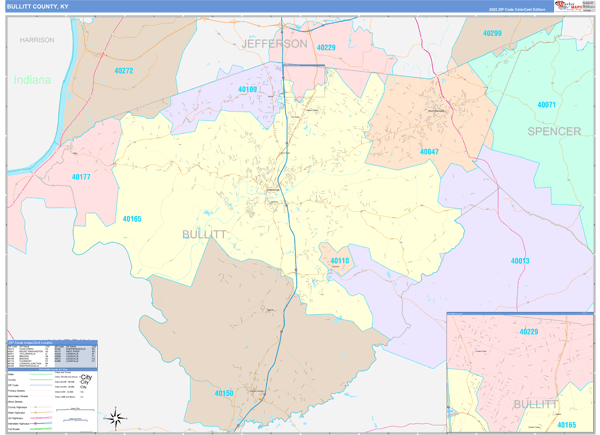 Bullitt County, KY Wall Map