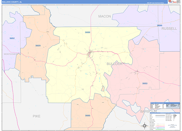 Bullock County, AL Zip Code Map