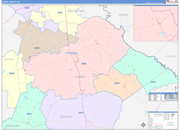 Burke County, GA Zip Code Map
