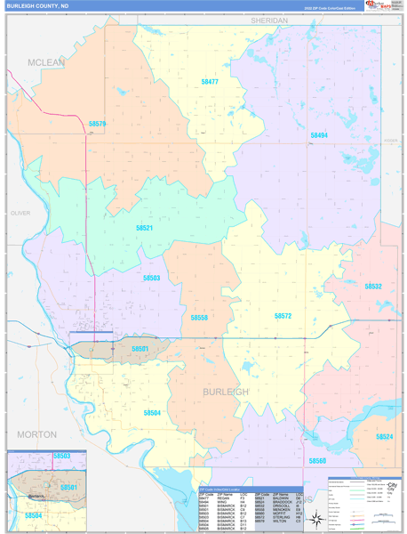 Burleigh County, ND Wall Map