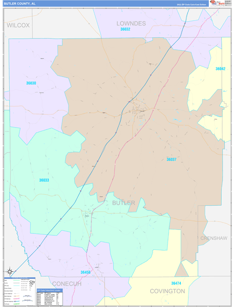 Butler County, AL Wall Map