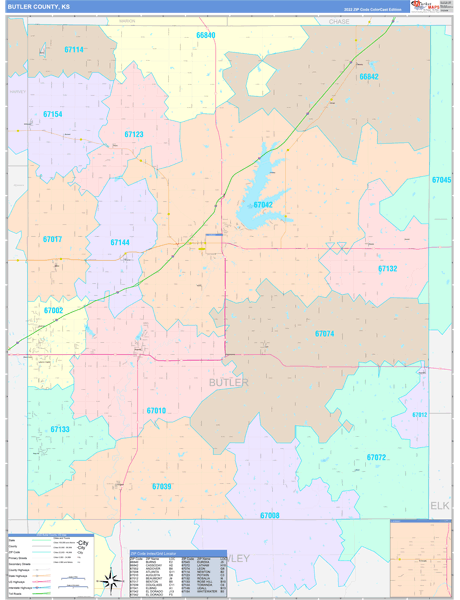 Butler County, KS Zip Code Map