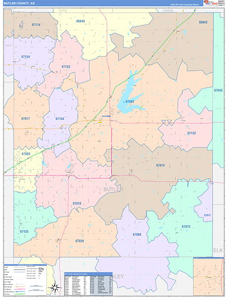 Butler County, KS Zip Code Map