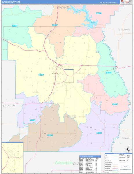 Butler County Digital Map Color Cast Style
